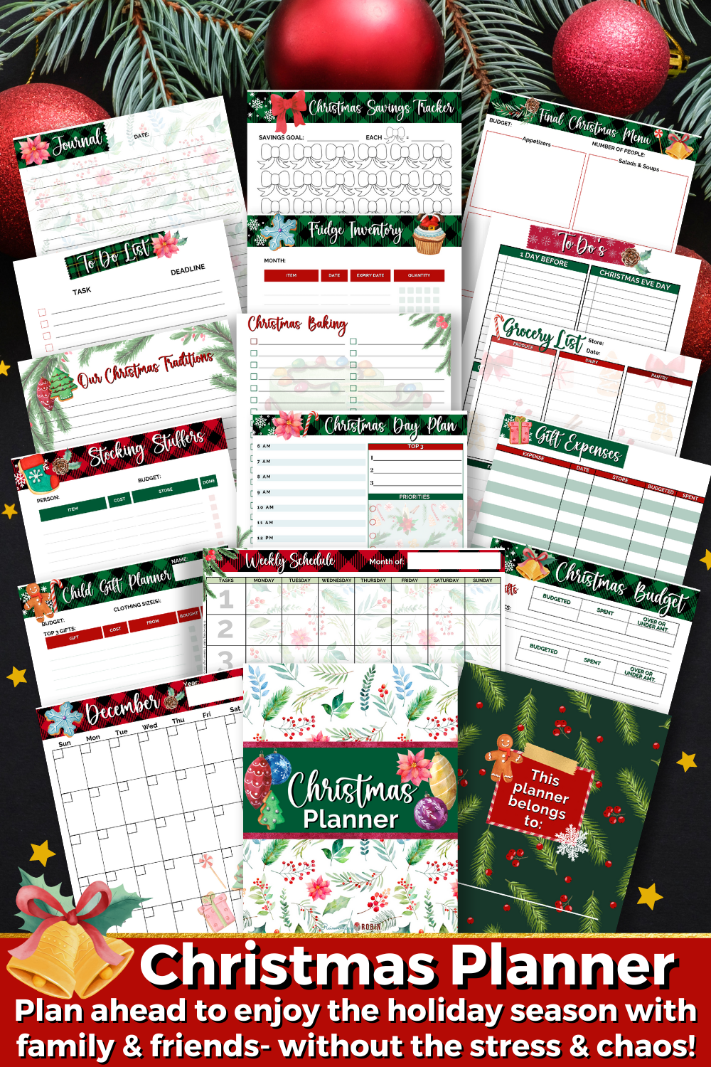 Watercolor Christmas Planner (58 Pages) - Printable for Instant Download