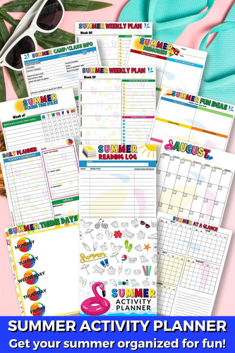 Picture of some of the pages of the summer activity planner. States Summer Activity Planner- get your summer organized for fun!